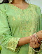 Cotton Woven Woven Straight 3 Piece Kurta Set