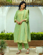 Cotton Woven Woven Straight 3 Piece Kurta Set