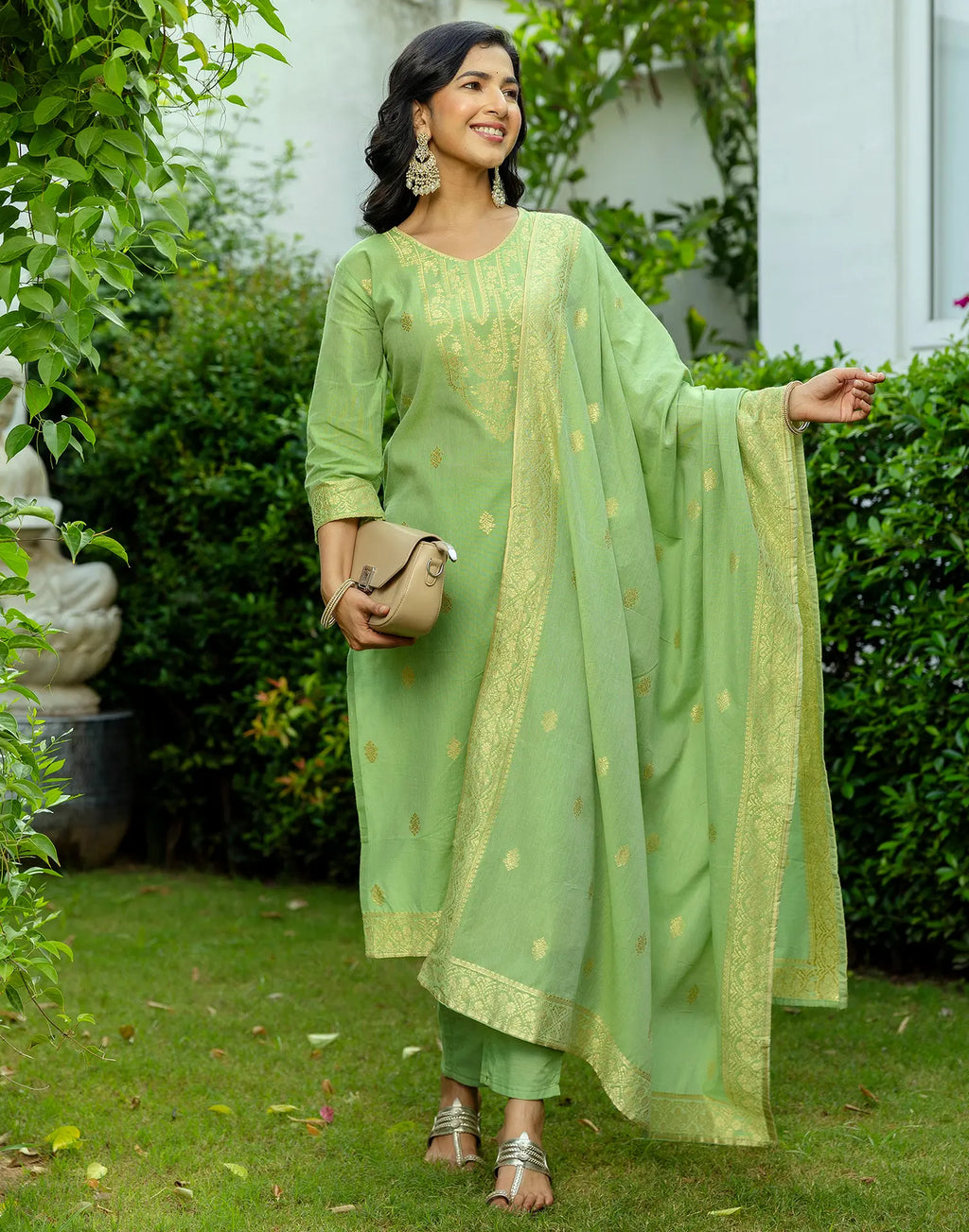Cotton Woven Woven Straight 3 Piece Kurta Set