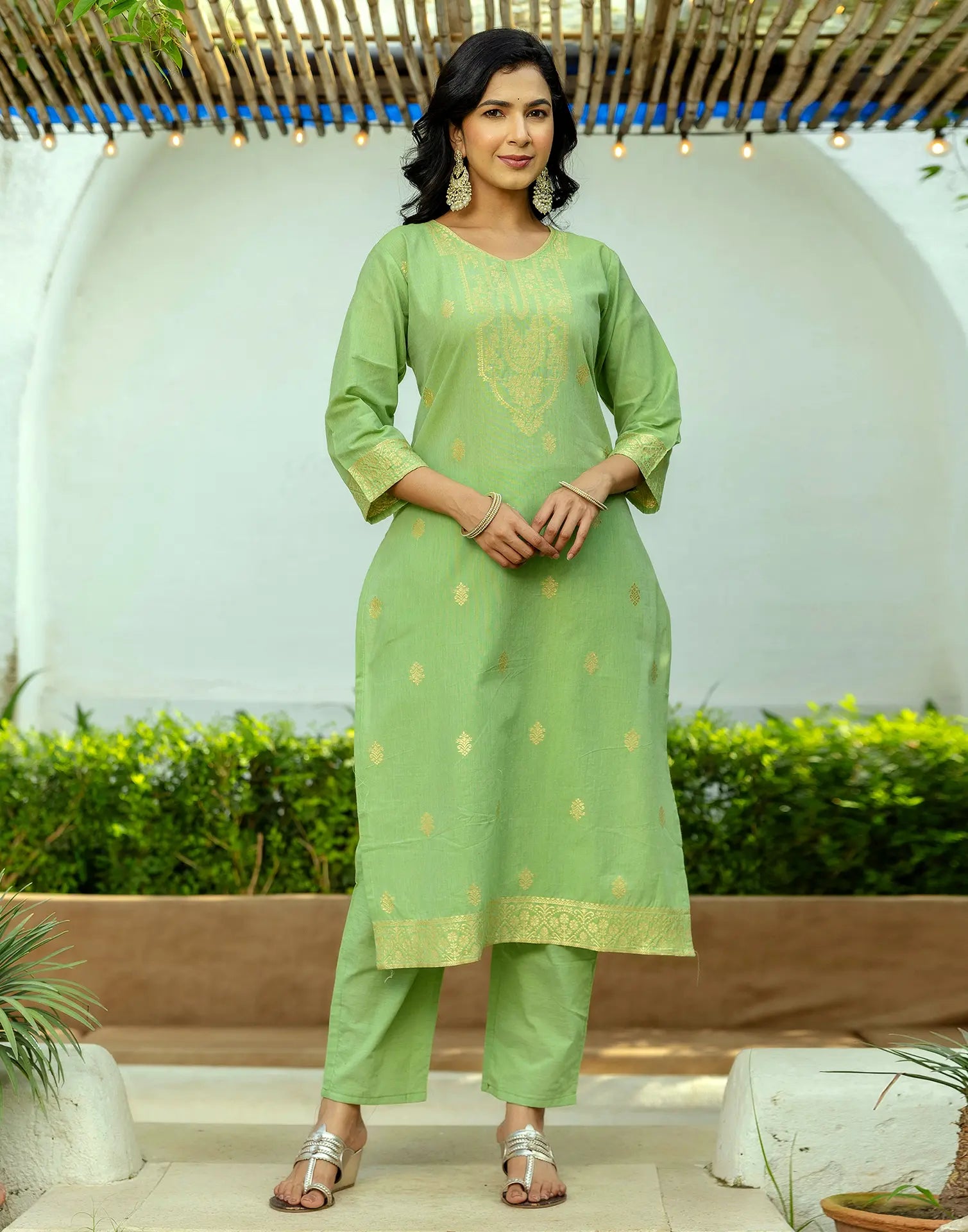 Cotton Woven Woven Straight 3 Piece Kurta Set