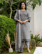 Cotton Woven Woven Straight 3 Piece Kurta Set