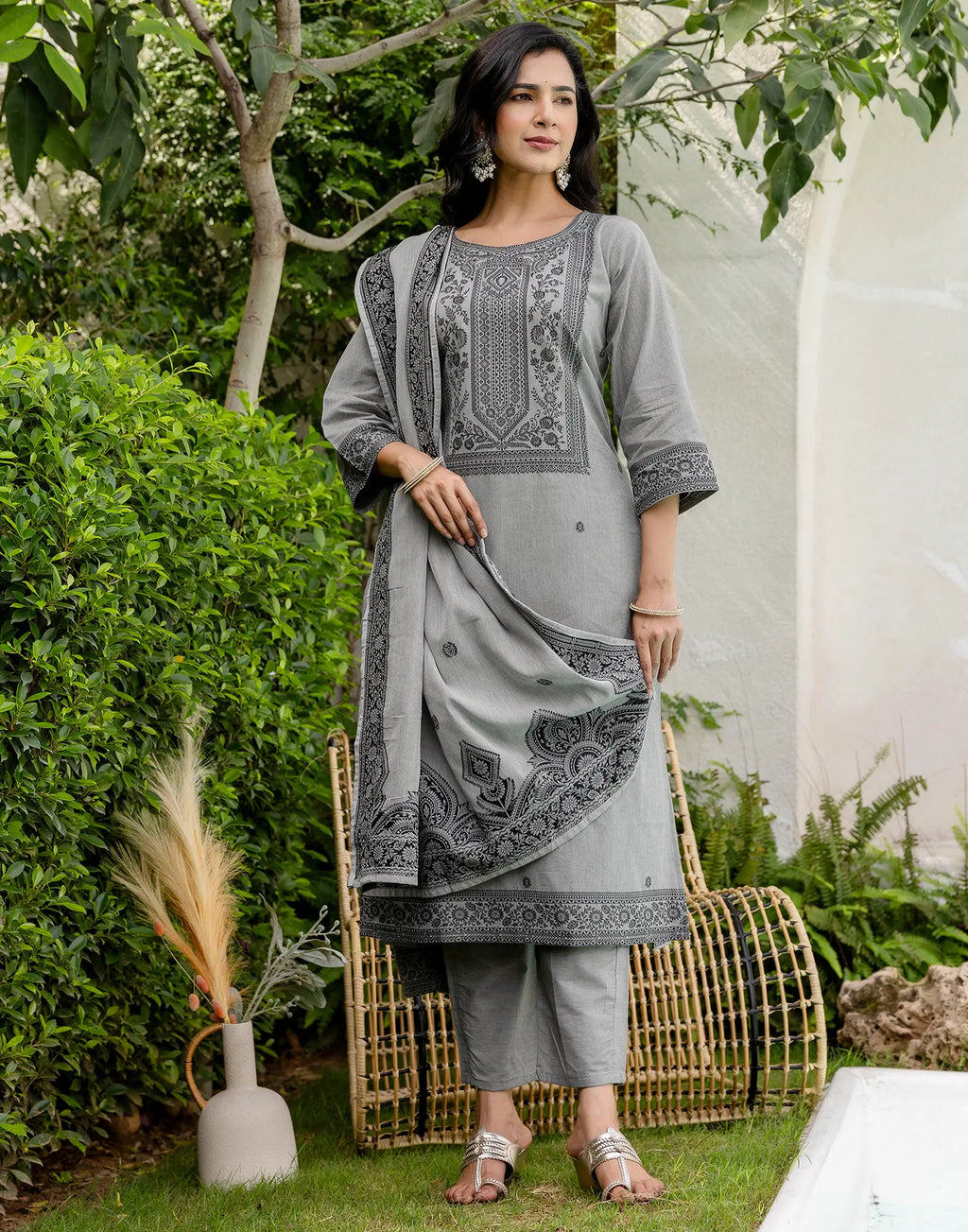 Cotton Woven Woven Straight 3 Piece Kurta Set