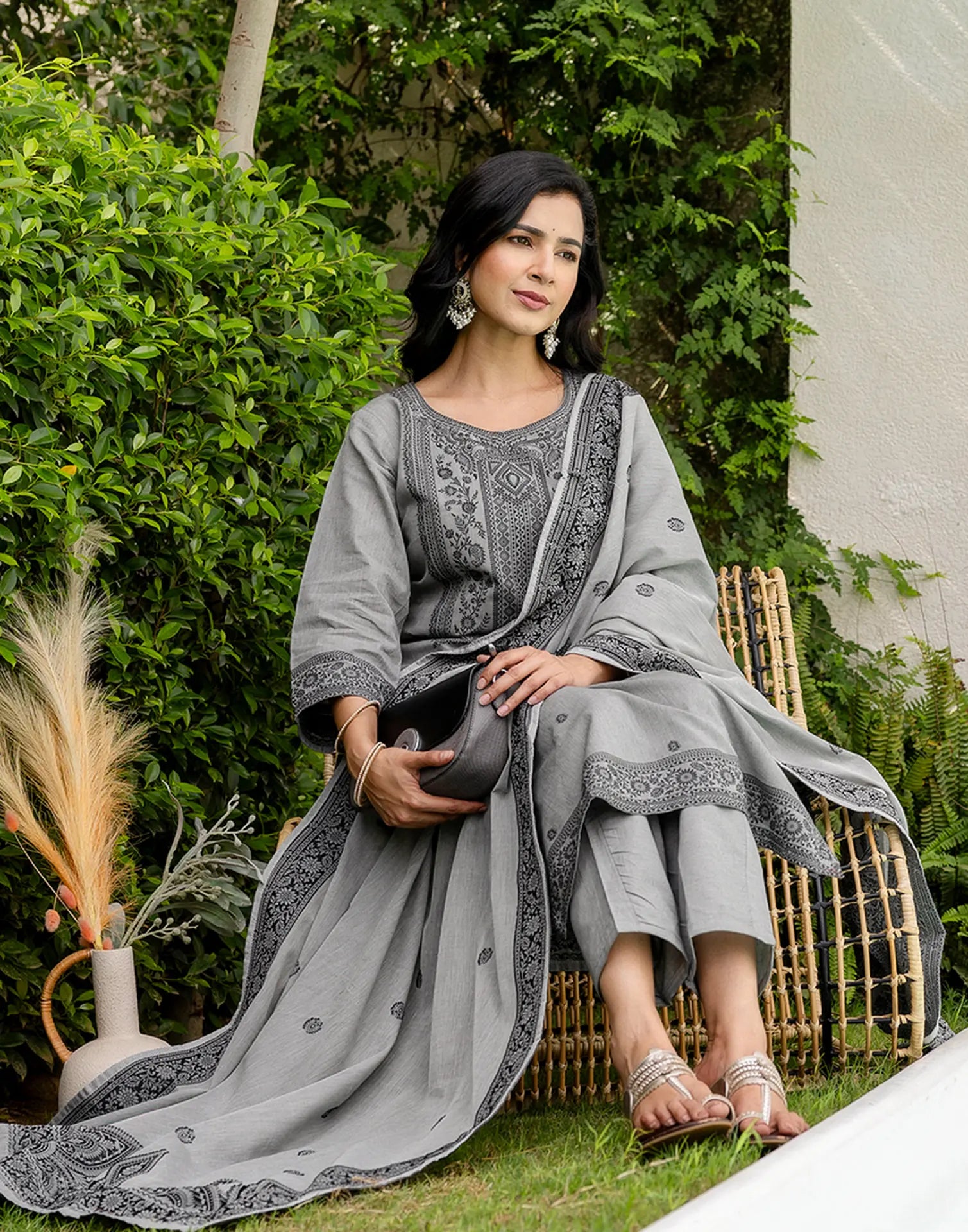 Cotton Woven Woven Straight 3 Piece Kurta Set