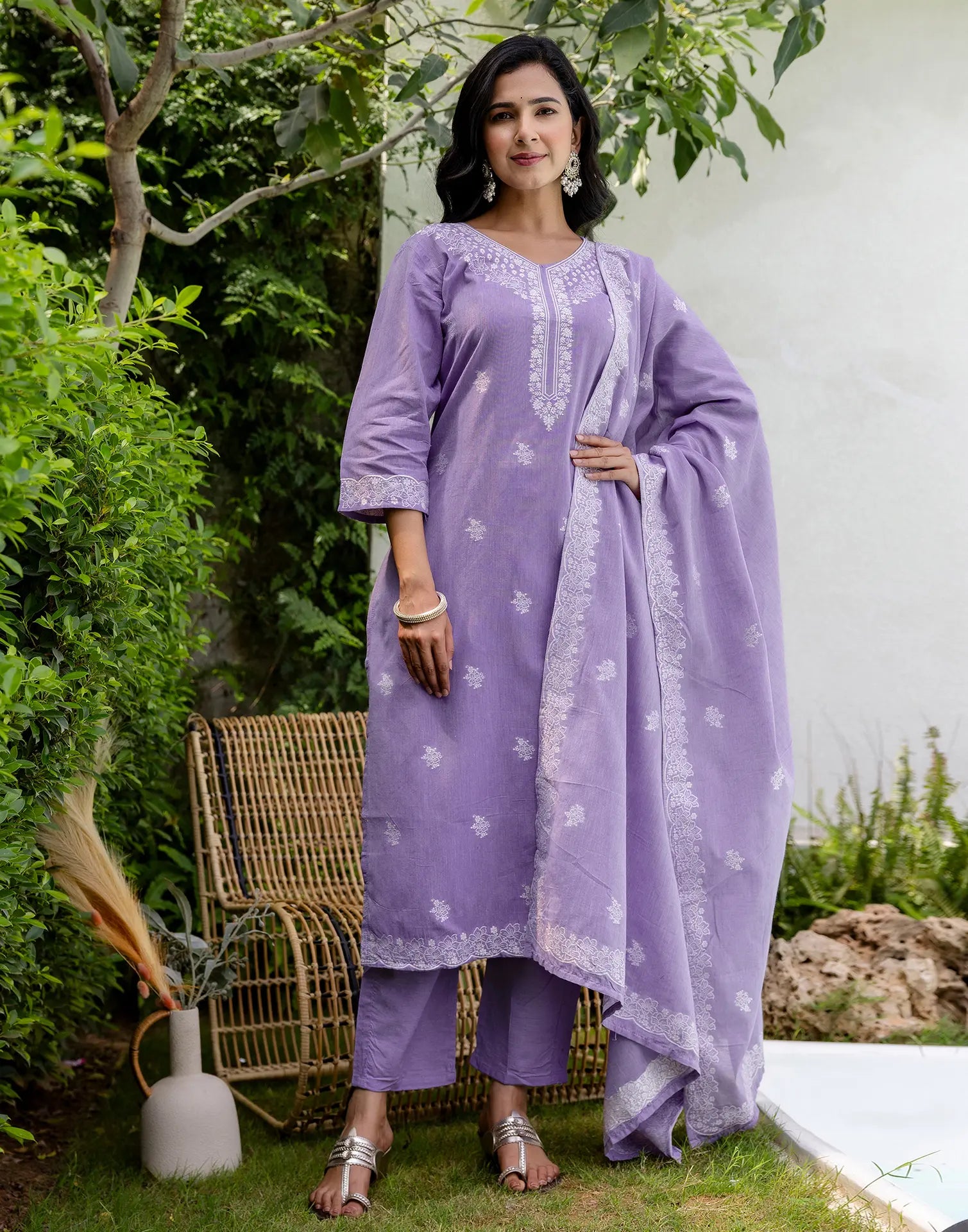 Cotton Woven Woven Straight 3 Piece Kurta Set