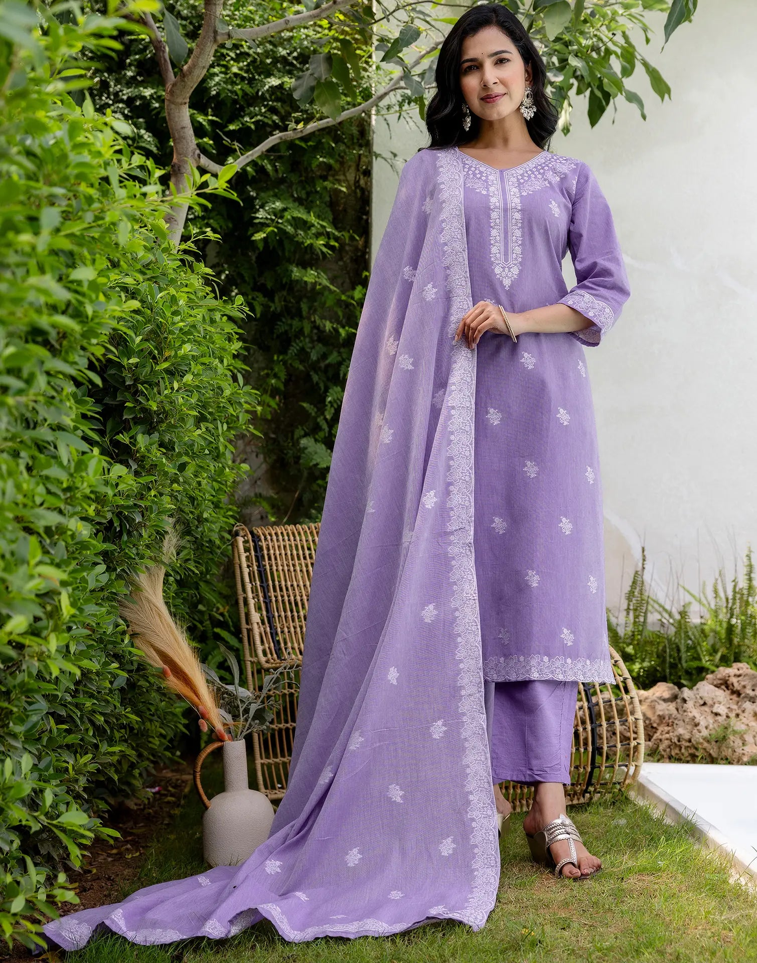 Cotton Woven Woven Straight 3 Piece Kurta Set
