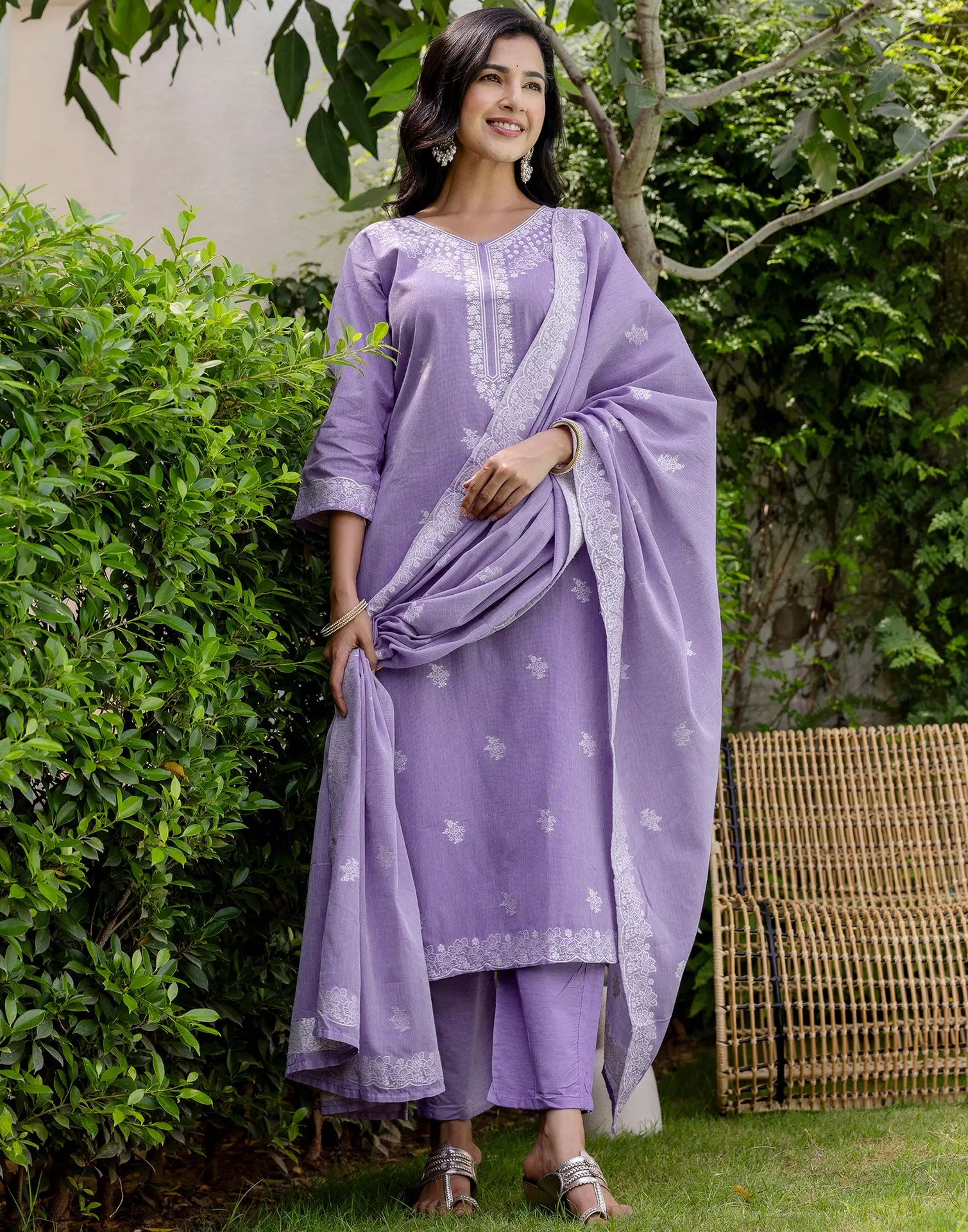 Cotton Woven Woven Straight 3 Piece Kurta Set