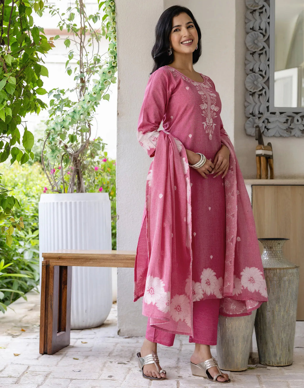 Cotton Woven Woven Straight 3 Piece Kurta Set
