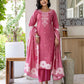 Cotton Straight Woven Design Round Neck Kurta with Pant & Dupatta
