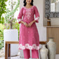 Cotton Straight Woven Design Round Neck Kurta with Pant & Dupatta