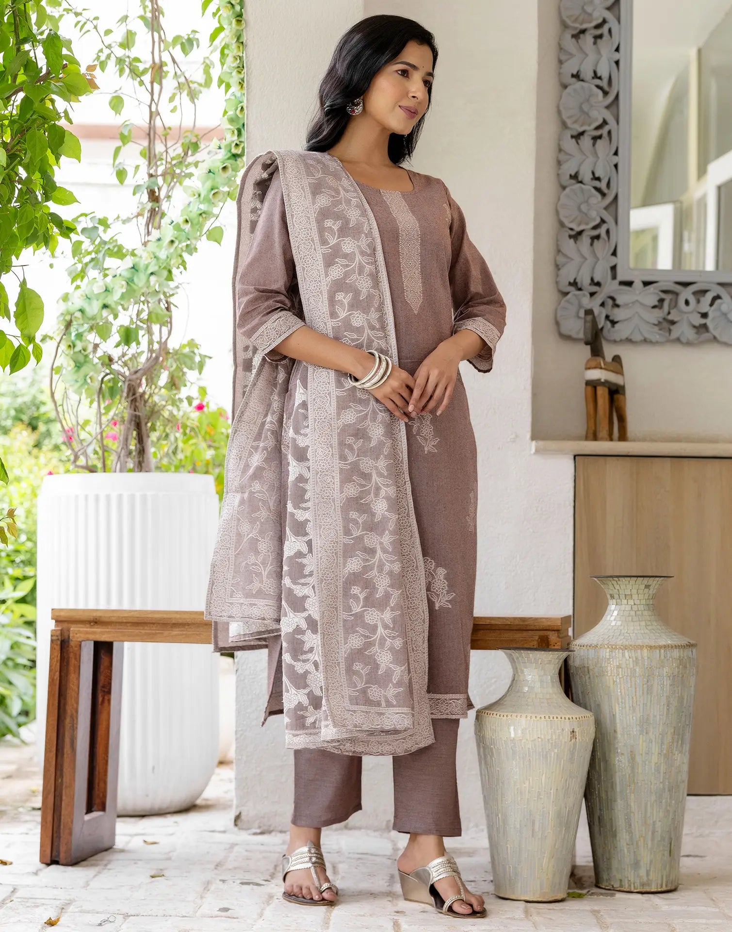 Cotton Woven Woven Straight 3 Piece Kurta Set