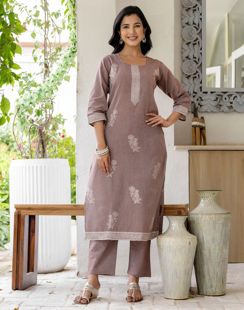 Cotton Woven Woven Straight 3 Piece Kurta Set