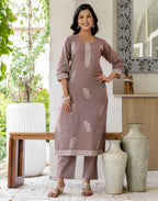 Cotton Woven Woven Straight 3 Piece Kurta Set