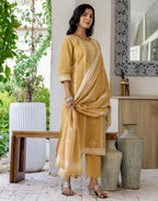 Cotton Woven Woven Straight 3 Piece Kurta Set