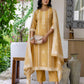 Yellow Cotton Straight Kurta Set with Pant and Dupatta under 1250 
