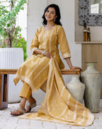 Cotton Woven Woven Straight 3 Piece Kurta Set
