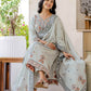 Grey Cotton Woven Straight Kurta Set with Pant & Dupatta under 1250 