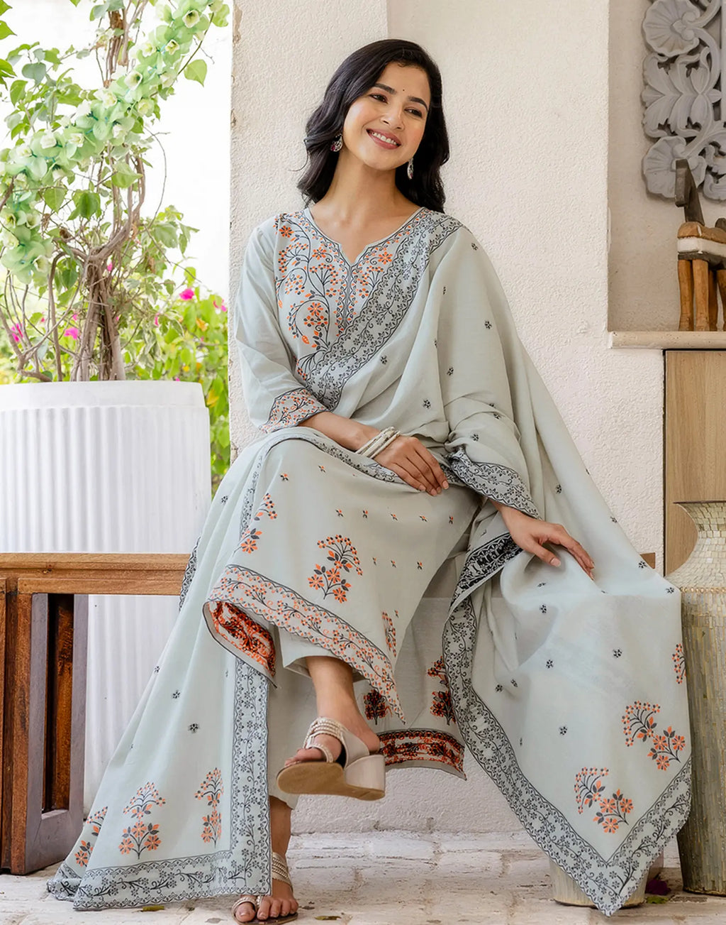 Cotton Woven Woven Straight 3 Piece Kurta Set
