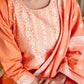 Orange Cotton Woven Straight Kurta Set with Pant & Dupatta under 1250 