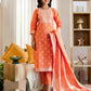 Orange Cotton Woven Straight Kurta Set with Pant & Dupatta under 1250 