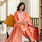 Orange Cotton Woven Straight Kurta Set with Pant & Dupatta under 1250 