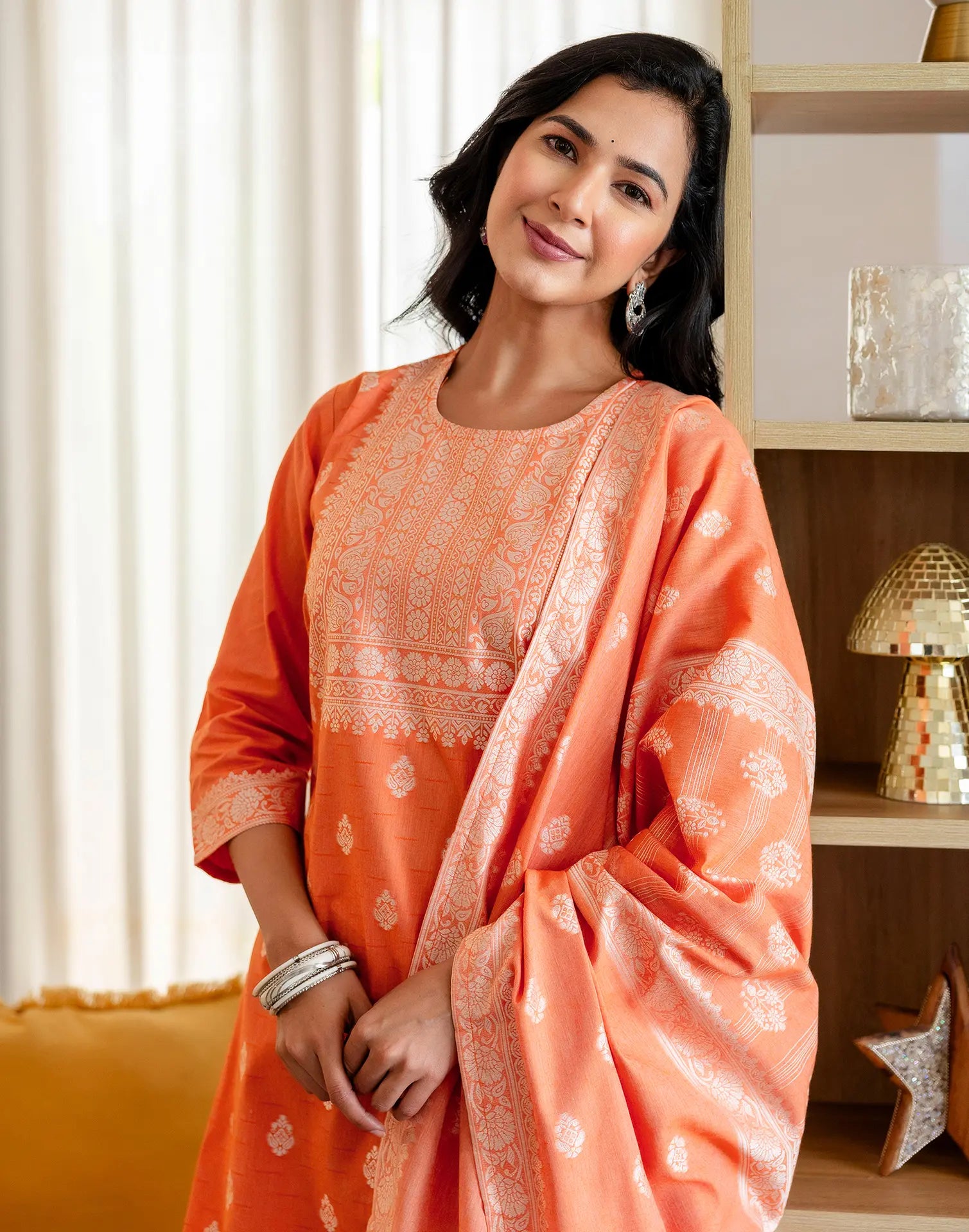 Cotton Woven Woven Straight 3 Piece Kurta Set