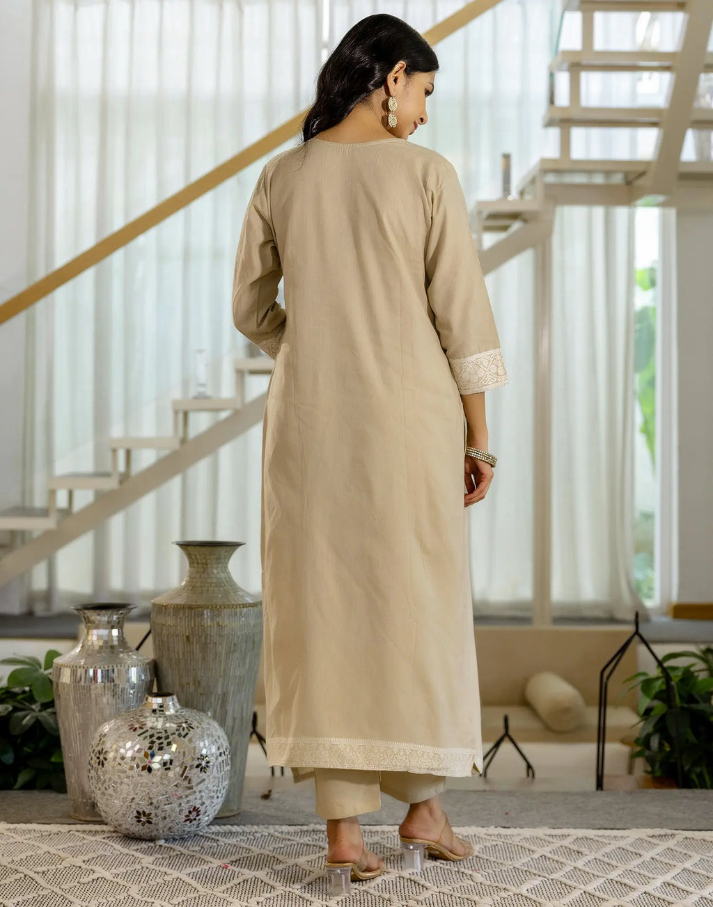 Cotton Woven Woven Straight 3 Piece Kurta Set