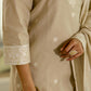 Beige Cotton Woven Straight Kurta Set with Pant & Dupatta under 1250