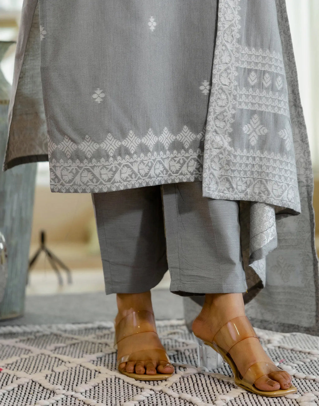 Cotton Woven Woven Straight 3 Piece Kurta Set