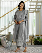 Cotton Woven Woven Straight 3 Piece Kurta Set