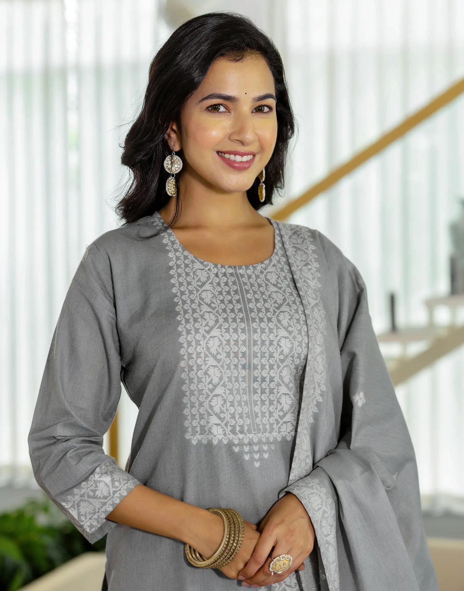 Cotton Woven Woven Straight 3 Piece Kurta Set