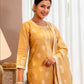 Yellow Cotton Woven Straight Kurta Set with Pant & Dupatta under 1250
