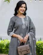 Cotton Woven Woven Straight 3 Piece Kurta Set