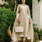 Beige Cotton Woven Straight Kurta Set with Pant & Dupatta under 1250