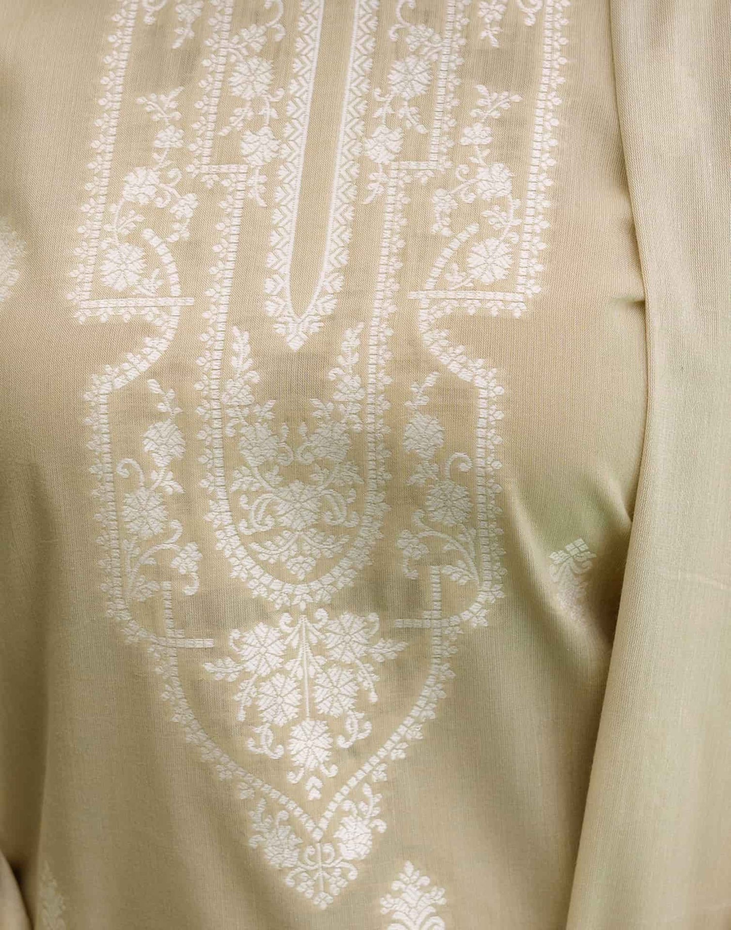 Beige Cotton Woven Straight Kurta Set with Pant & Dupatta under 1250