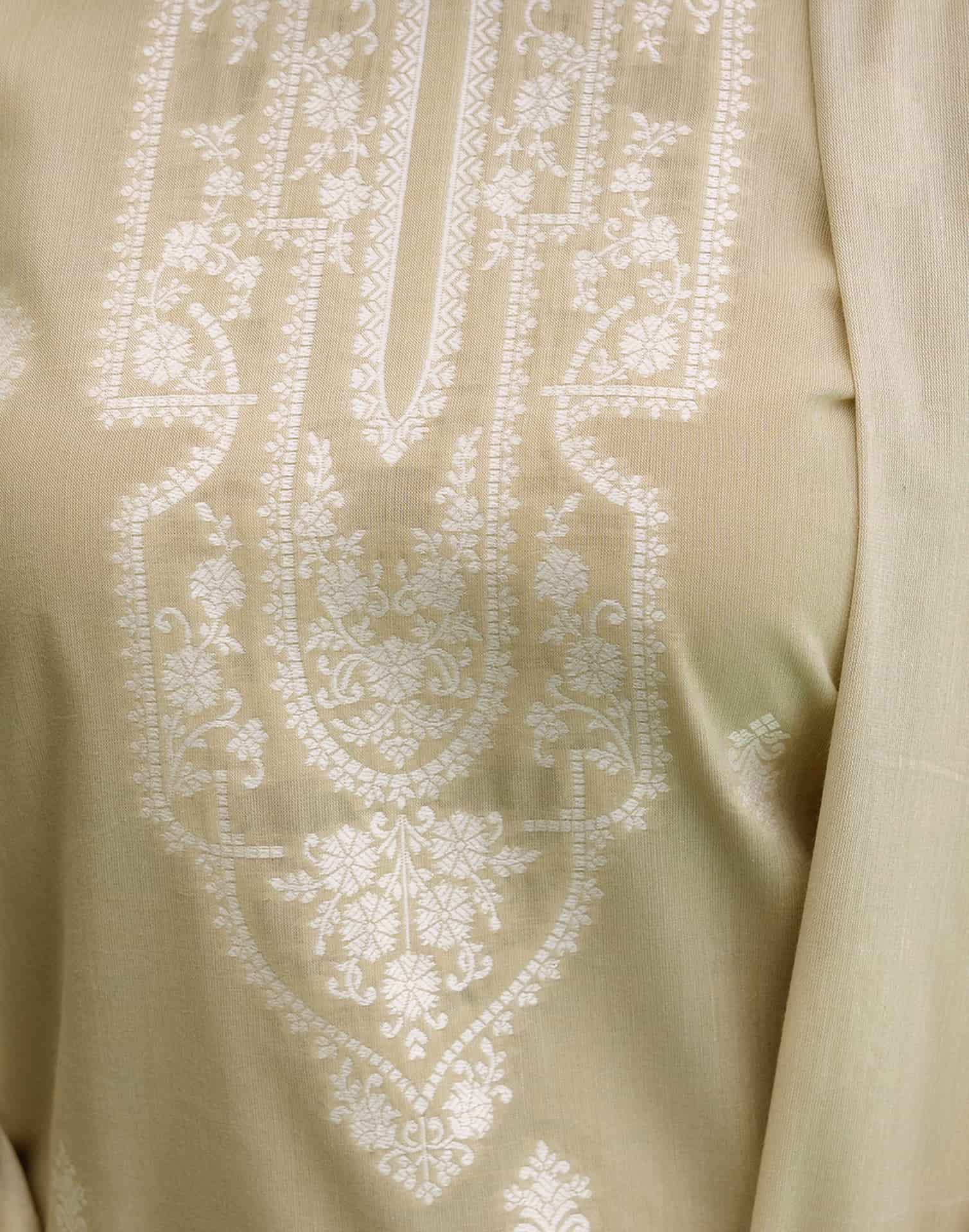 Beige Cotton Woven Straight Kurta Set with Pant & Dupatta under 1250