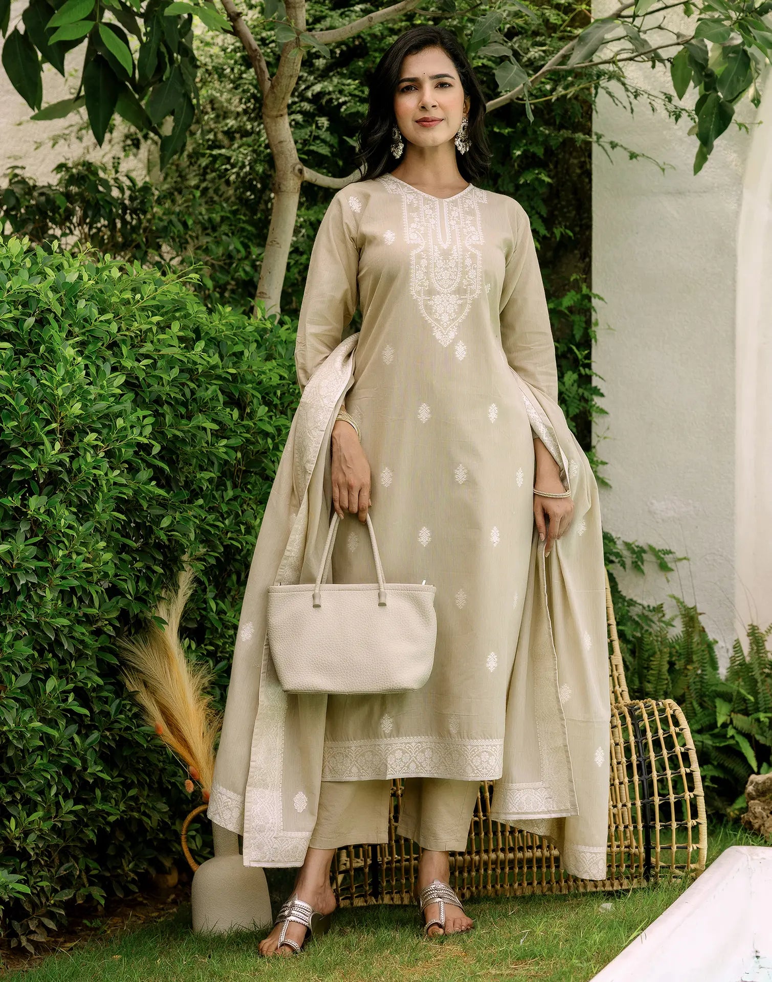 Cotton Woven Woven Straight 3 Piece Kurta Set