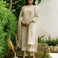 Beige Cotton Woven Straight Kurta Set with Pant & Dupatta under 1250
