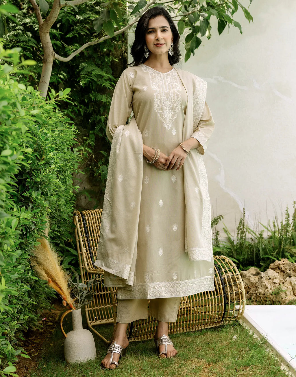 Cotton Woven Woven Straight 3 Piece Kurta Set