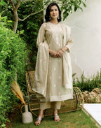 Cotton Woven Woven Straight 3 Piece Kurta Set