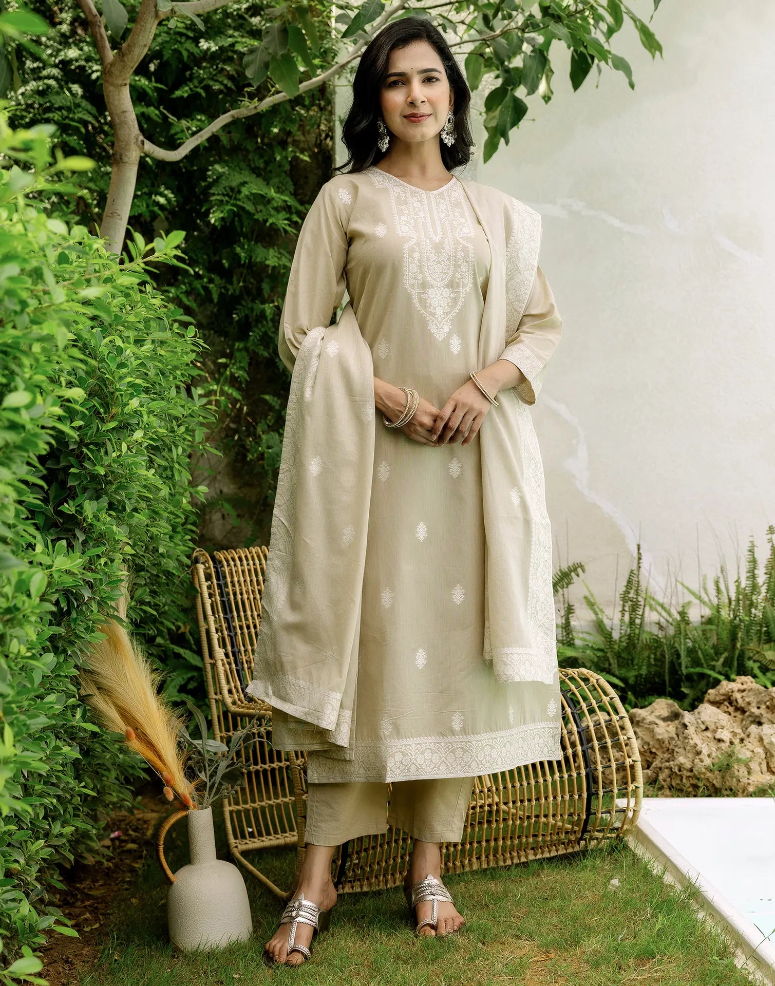 Cotton Woven Woven Straight 3 Piece Kurta Set