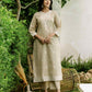 Beige Cotton Woven Straight Kurta Set with Pant & Dupatta under 1250