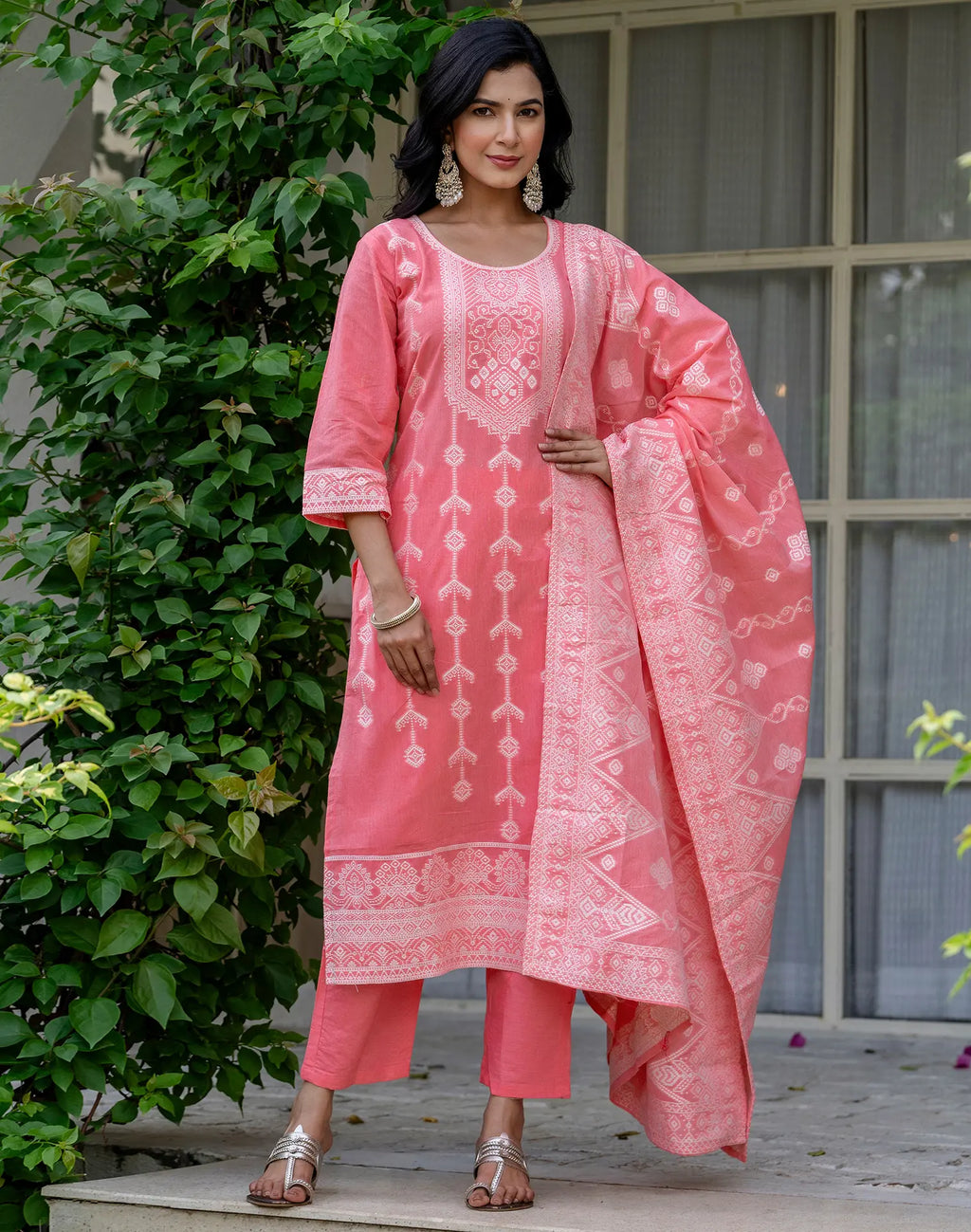 Cotton Woven Woven Straight 3 Piece Kurta Set