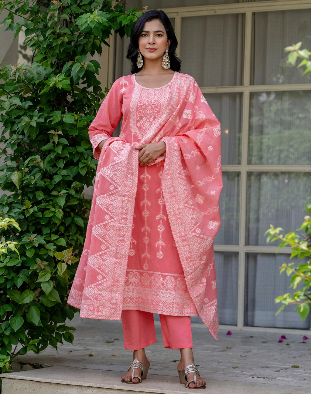 Cotton Woven Woven Straight 3 Piece Kurta Set