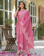 Cotton Woven Woven Straight 3 Piece Kurta Set