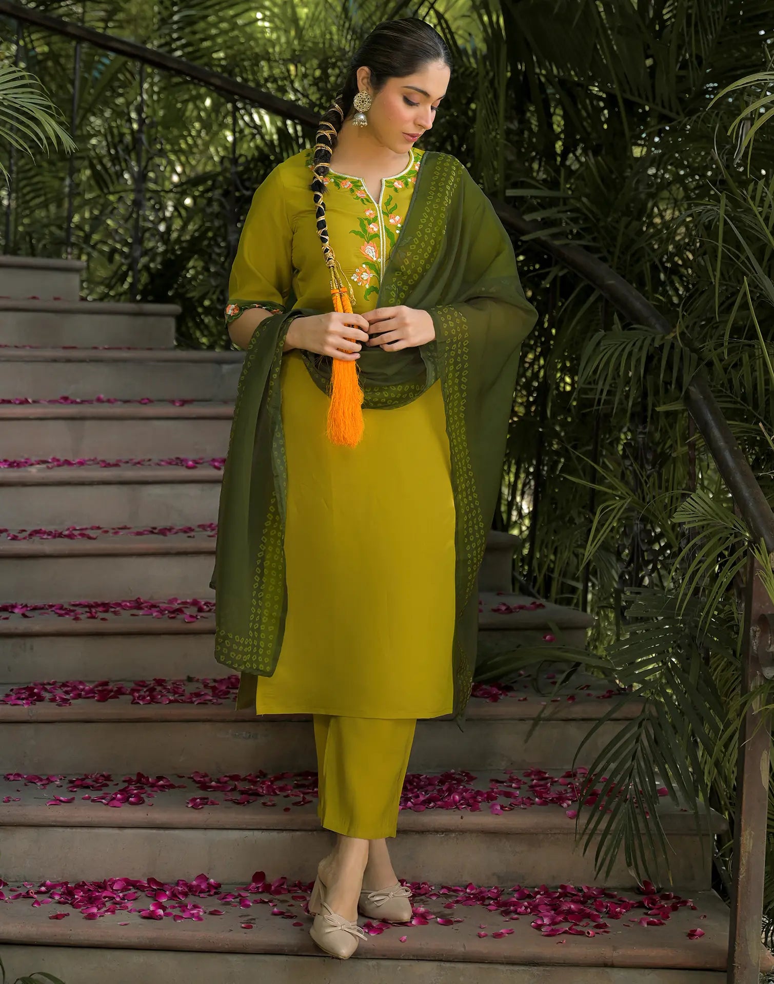 Silk Blend Embroidered Straight 3 Piece Kurta Set