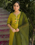 Silk Blend Embroidered Straight 3 Piece Kurta Set
