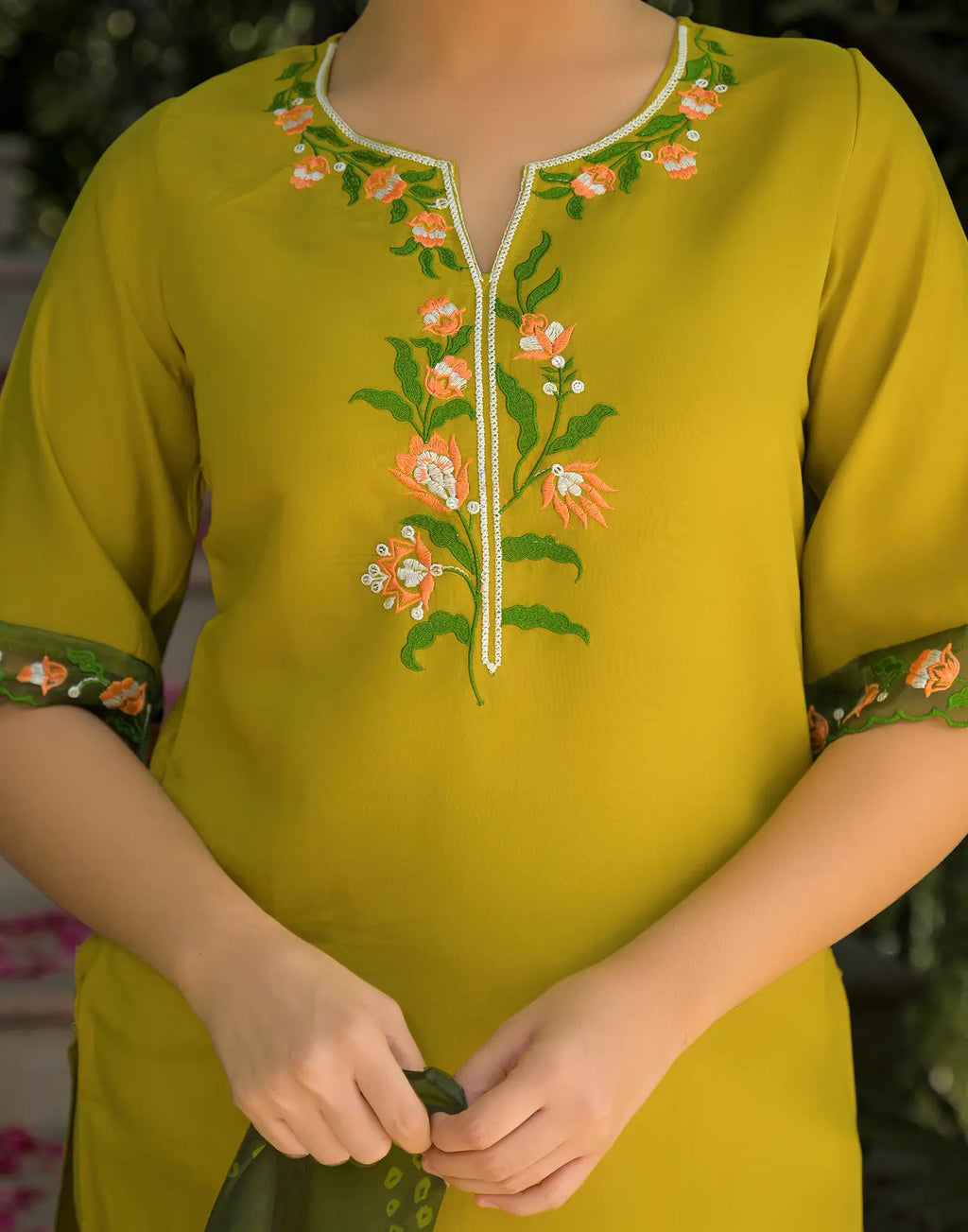 Silk Blend Embroidered Straight 3 Piece Kurta Set