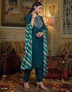 Skylee Chinnon Embroidered Straight 3 Piece Kurta Set For Woman