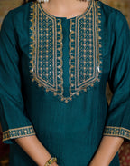 Skylee Chinnon Embroidered Straight 3 Piece Kurta Set For Woman