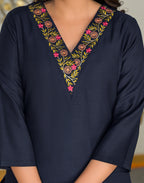 Skylee Silk Embroidered Straight 3 Piece Kurta Set For Woman